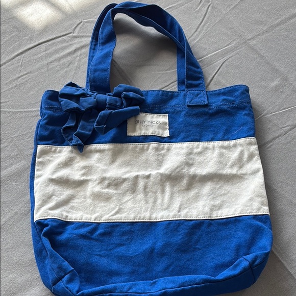 Gilly Hicks Blue and White Color-Block Tote Bag - Picture 2 of 5
